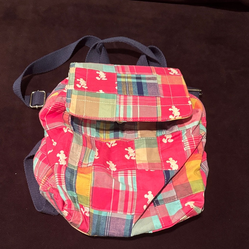 Disney Multicolor Plaid Backpack with Mickey Mouse